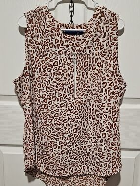 Apt. 9 Brown & Cream Leopard Print Sleeveless Top